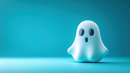 Adorable 3D Ghost Character with a Simple Backdrop