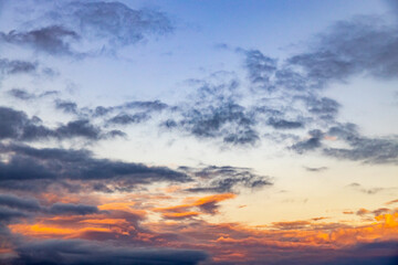 Beautiful landscape with clouds in the mountains at sunrise.