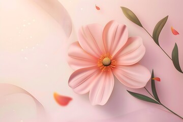 Minimal 3D Cosmos Flower Logo Graphic for Branding and Design