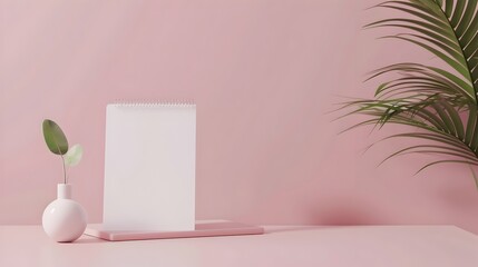 Stylish 3D of a White Notebook with Ample Text Space for Presentation or Branding