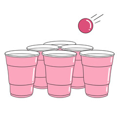 Pink Cartoon Beer Pong set