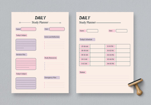 Study Planner Template Layout