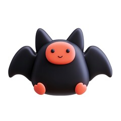 Fototapeta premium Adorable plush bat toy with a cute face and wings spread out. Perfect for Halloween decor or as a cuddly gift for children. Halloween Art Toy Character Design.