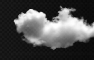 Vector realistic cloud, smoke or fog on isolated transparent background. Cloud png. Smoke png.