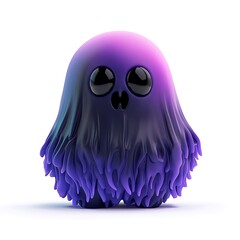 Obraz premium Colorful, cute, cartoon ghost figure with gradient colors from purple to blue, isolated on a white background. Halloween Art Toy Character Design.