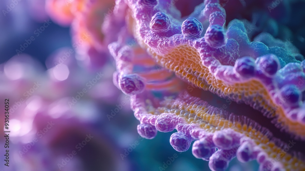 Poster the structure of a bacterial flagellum displays intricate details and vibrant colors, showcasing its