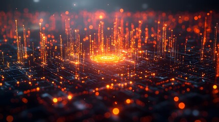 Captivating Futuristic Digital Explosion of Glowing Lights and Energy