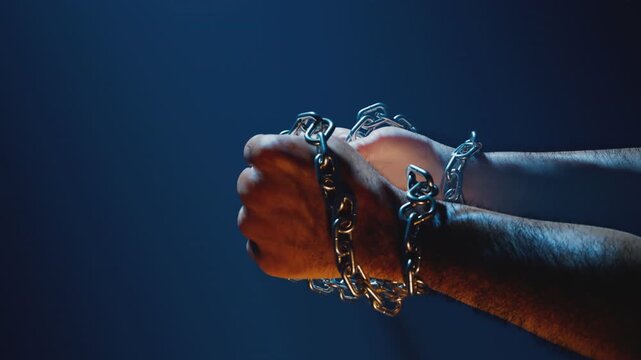 Hands Breaking Chains Metal Or Steel Chain Is Blown To Pieces Break Free Animation Of Hands Breaking Silver Chains Metal Or Steel Chain Is Blown To Pieces Concept Of Regains Freedom Break Free
