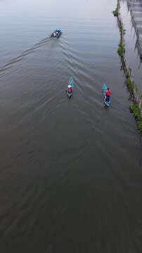Morning Aerial view of Rawa Pening lake, Ambarawa, Central Java, Indonesia.
