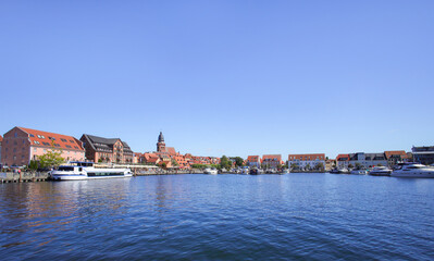 Obraz premium Marina of Waren on lake Müritz, Mecklenburg Lake Plateau, Germany