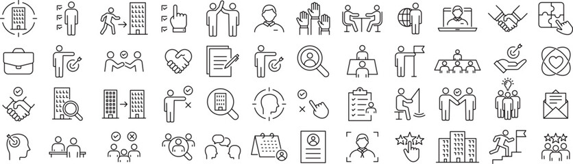 ベクターでモノクロの採用に関する線画アイコンセット