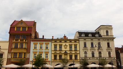 Facades of the buildings located on Cieszyn's Main Square.