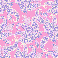 Paisley seamless floral pattern. Vintage background in batik style