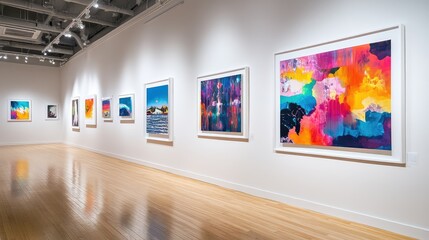 A series of art pieces with varying white border sizes in an exhibit, highlighting how framing choices influence viewer experience.