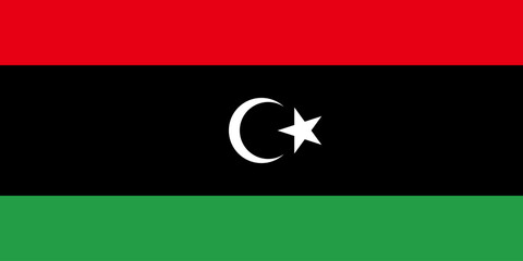 The official national flag of Libya. Flag of the State of Libya. Correct proportions and colors. Vector illustration