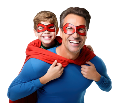 PNG dad and son in superhero costume.  by rawpixel. - Powered by Adobe