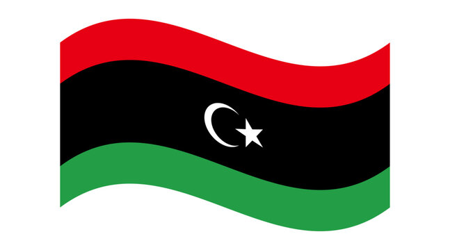 recommend clip art: Wavy flag of Libya, isolated on transparent background. Flag of the State of Libya. Vector illustration