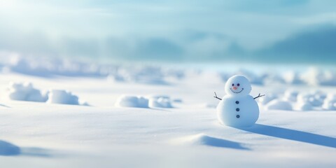Smiling Snowman in a Snowy Winter Wonderland