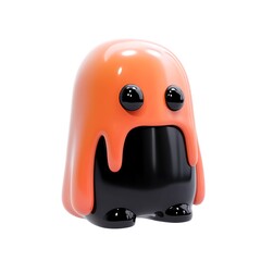 Cute glossy toy figurine with orange and black design. Ideal for collections, children's toys, and creative decoration. Halloween Art Toy Character Design.