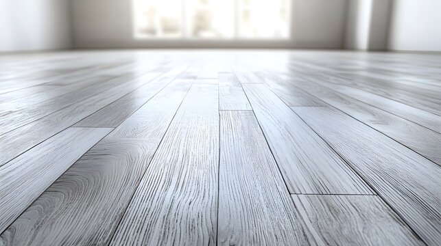 Light gray wooden floor planks, low angle perspective, soft natural lighting, subtle wood grain texture, matte finish, minimalist interior design, clean lines, empty room.