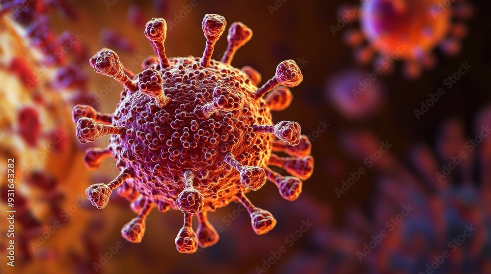 Poster a virus particle is seen attaching to a host cell, illustrating the interaction essential for viral 