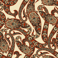 Paisley Floral oriental ethnic Pattern. Seamless Ornamental Indian fabric patterns.