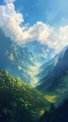 Obraz premium Majestic Mountain Valley Landscape