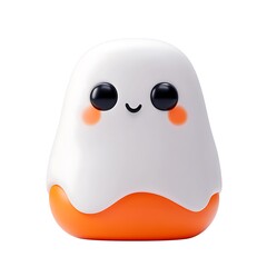 Cute small white and orange toy with smiling face and rosy cheeks, perfect for kids' decoration and adorable designs. Halloween Art Toy Character Design.