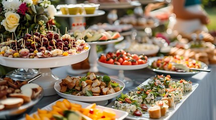Fototapeta premium catering buffet with variety of food snacks and appetizers