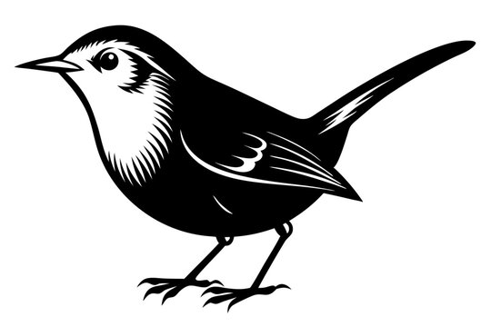 black and white bird standing clip art preview