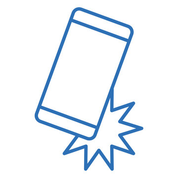落下するスマートフォンの編集可能な線のベクターアイコンイラスト