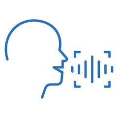 声紋認証。生体認証の編集可能な線のベクターアイコンイラスト