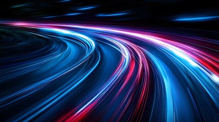 Night highway traffic with light trails and motion blur