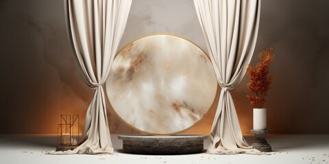 Obraz premium Elegant Marble Podium with Golden Accents
