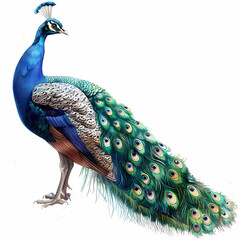 Obraz premium Art nouveau artistic image of peacock in a round shape,Luxurious peacock with an open tail,magnificent realistic peacock