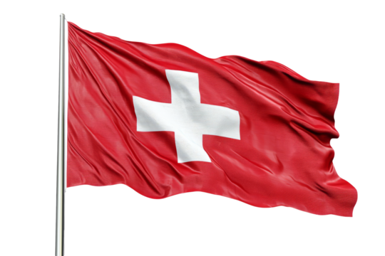 the waving flag of Switzerland with textured patterns.