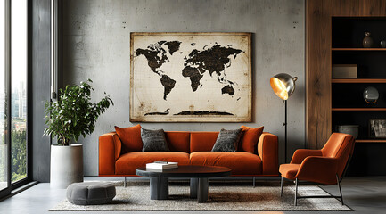 "Modern Interior Design: An Industrial-Style Living Room"