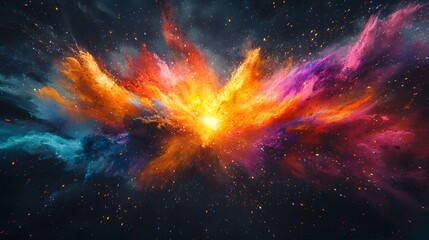 Vibrant Cosmic Explosion of Fiery Energy and Radiant Bursts