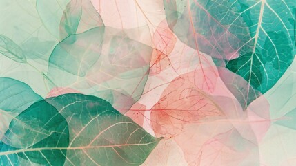 A collection of banana leaves with a translucent quality, allowing multiple layers to be visible