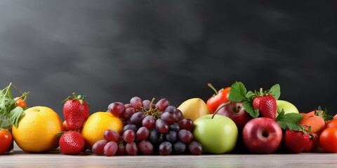 Assortment of Fresh Fruits on Wooden Table