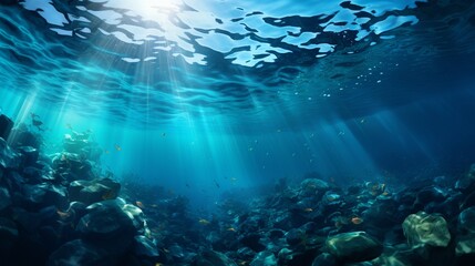 Obraz premium a serene underwater gradient with shades of blue and turquoise.