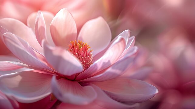 Closeup of light pink lily magnolia in botanical garden in Ventnor Isle of Wight United Kingdom : Generative AI
