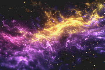 Fototapeta premium A mesmerizing neon yellow and purple galaxy filled with stars in the sky. on a black background.