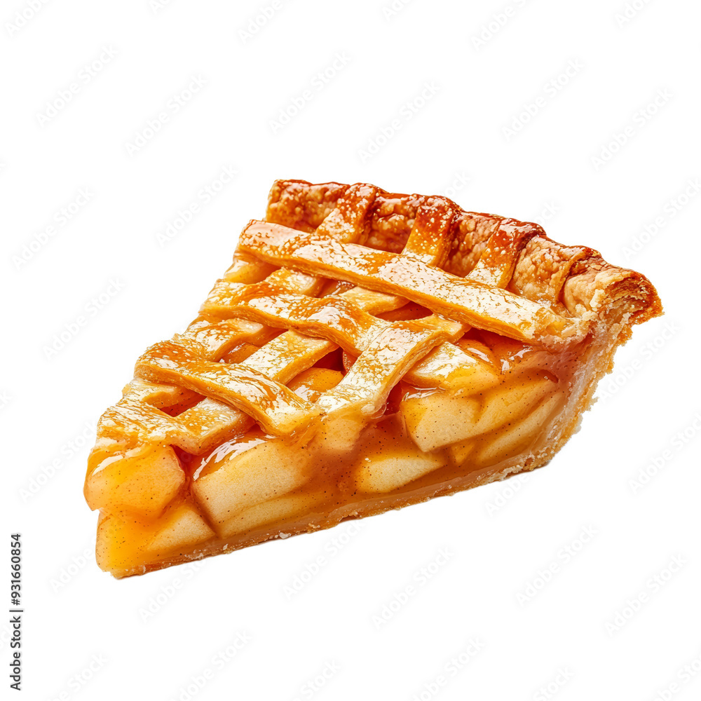 Aufkleber a slice of spiced apple pie with lattice crust and caramelized sugar edges isolated on transparent b