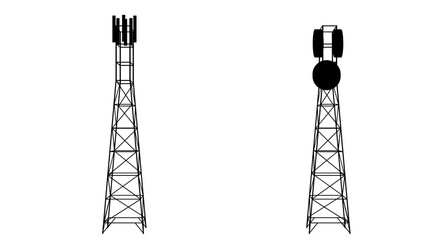 Telephone signal tower on the white background