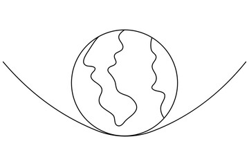 Earth globe continuous one line drawing of isolated outline vector icon