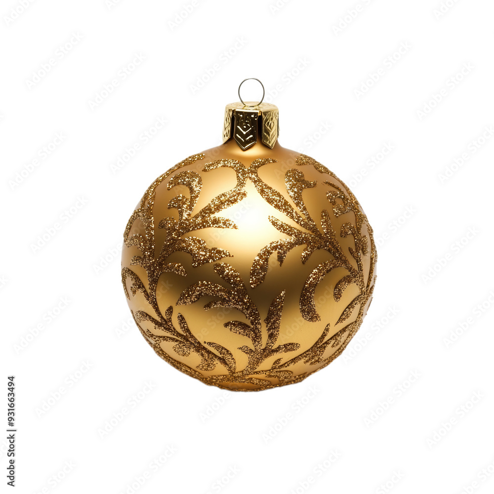 Poster sparkling christmas bauble with intricate golden patterns isolated on transparent background festive