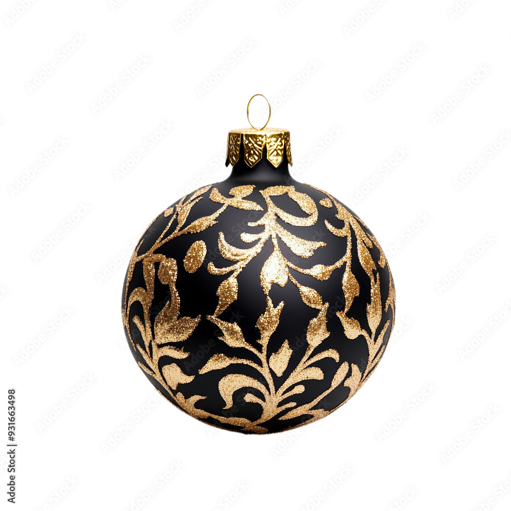 Canvas Prints Sparkling Christmas bauble with intricate golden patterns isolated on transparent background festive ornament 