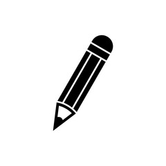 Pencil black and white flat vector icon design. Pencil symbol and glyph