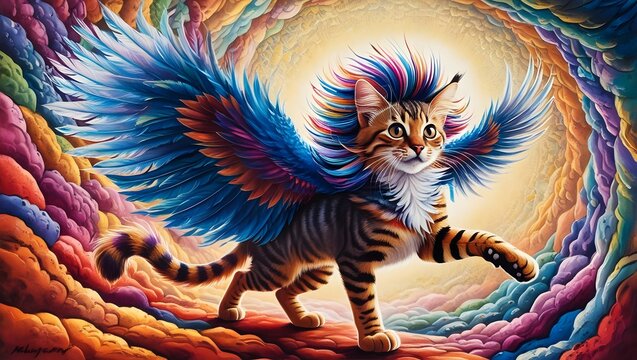 The Majestic Flight of the Feathered Feline